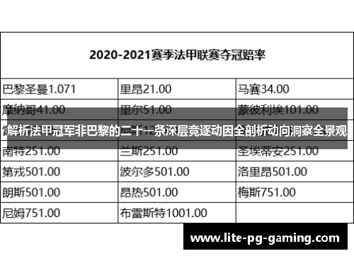解析法甲冠军非巴黎的二十一条深层竞逐动因全剖析动向洞察全景观